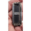 925 Sterling Silver Onyx Marcasite Brooch Pin (A5078)