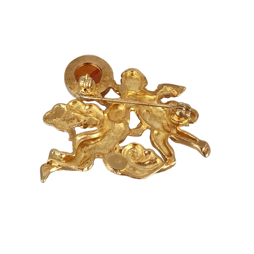 Vintage Signed LS Cherub Brooch (A603)