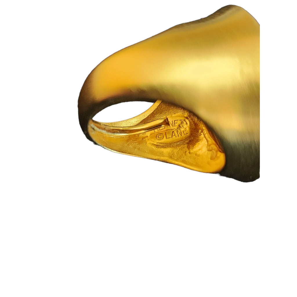 Vintage Signed Kenneth Lane Matte Gold & Glass Ring (A2277)