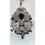 Vintage Sterling Silver Jeweled Pendant Necklace (A5034)
