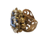 Vintage Signed Holman Blingy Glass Ring (A528)