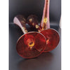 Set Of 3 Cranberry Flashed Painted Bohemian Glass Flute Vases (A6258)