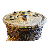 Stunning Early Gilt Bronze Faceted Casket Box with Bezel Set Glass Stone (A1753)