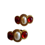 Vintage Mogul Style Faux Pearl & Acrylic Earrings (A1960)