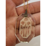 Vintage Unsigned Sadie Green Intaglio Glass Pendant Necklace (A3369)