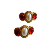 Vintage Mogul Style Faux Pearl & Acrylic Earrings (A1960)