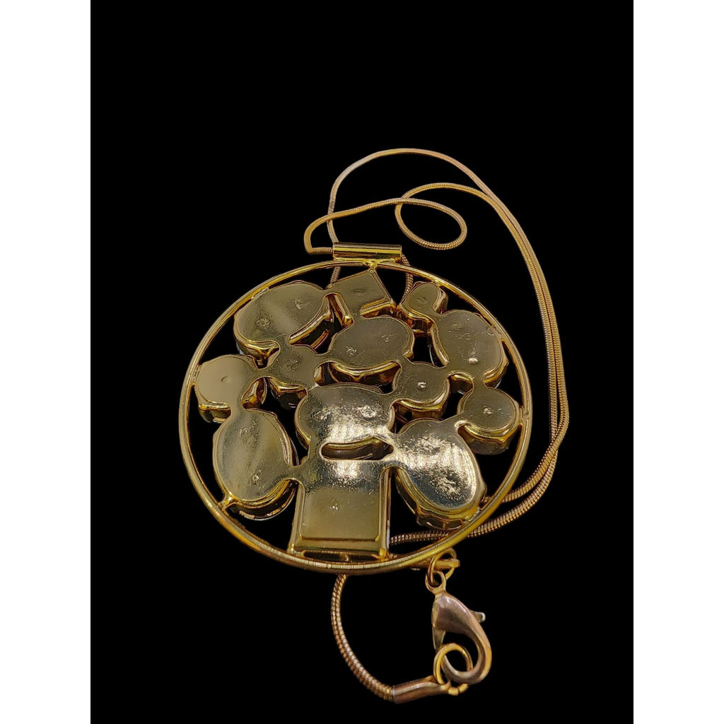 Vintage Acrylic Rhinestone Pendant Necklace (A3966)
