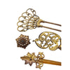 Antique Victorian Ornamental Lot Of GF/Low Karat Gold Unique Hair Picks & Pin
