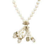 Vintage Milk Glass Wired Crystal Tassel Necklace (A557)