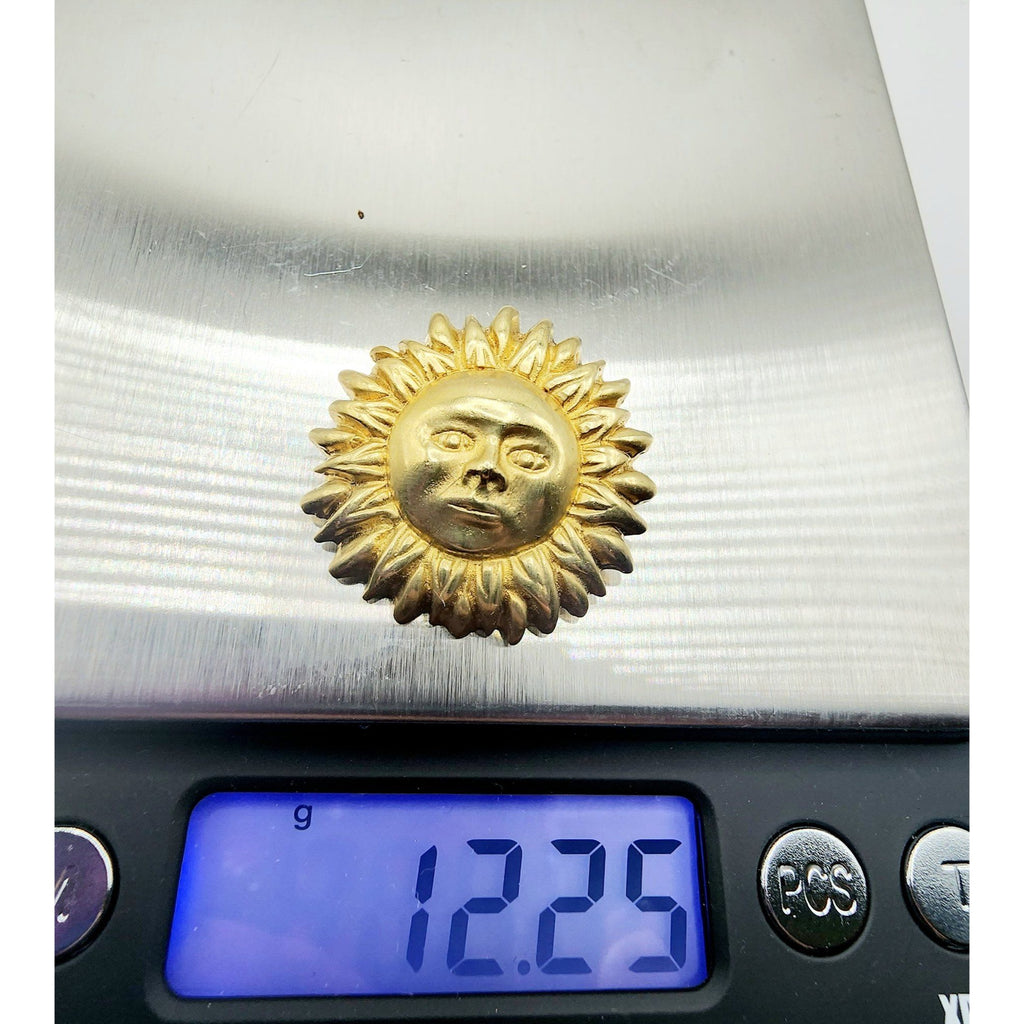 Vintage Stamped 18K Sun Brooch Pin (A5032)