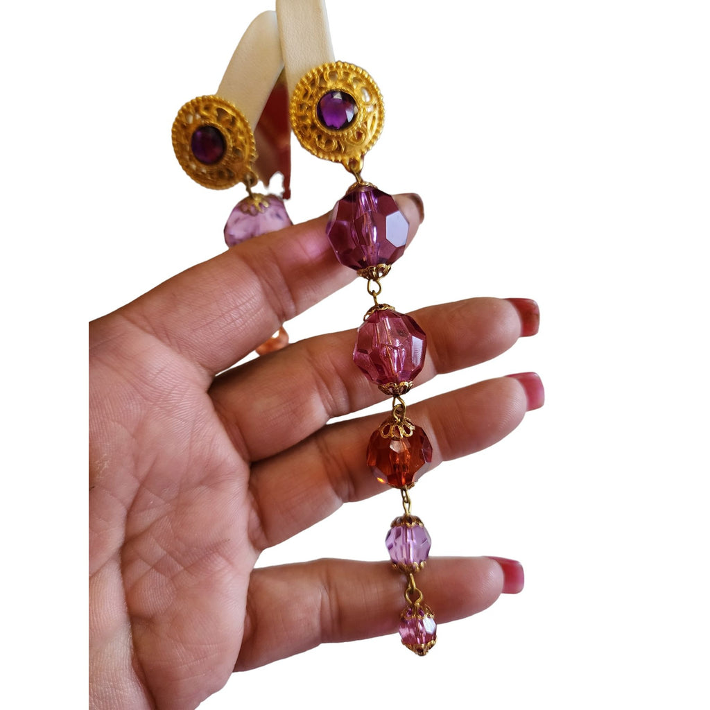 Vintage Acrylic Clip Earrings (A2255B)