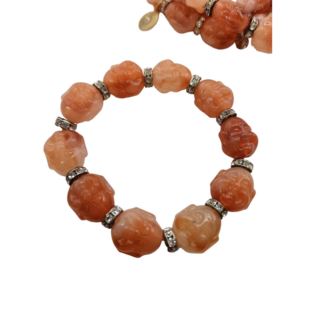 Vintage Rootbeer Resin Buddha Bracelet NOS (A4334)