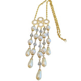 Vintage Glass Pearl & Crystal Waterfall Style Necklace (A1941)