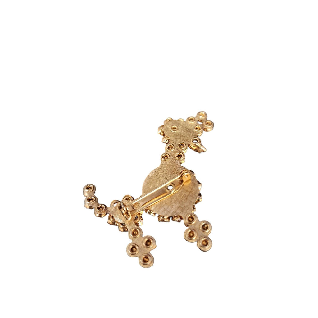 Vintage Unsigned Riveted Rhinestone Poodle Brooch (A4039)