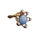 Vintage Pretty Moonglow Glass Adjustable Flower Ring (A3728)