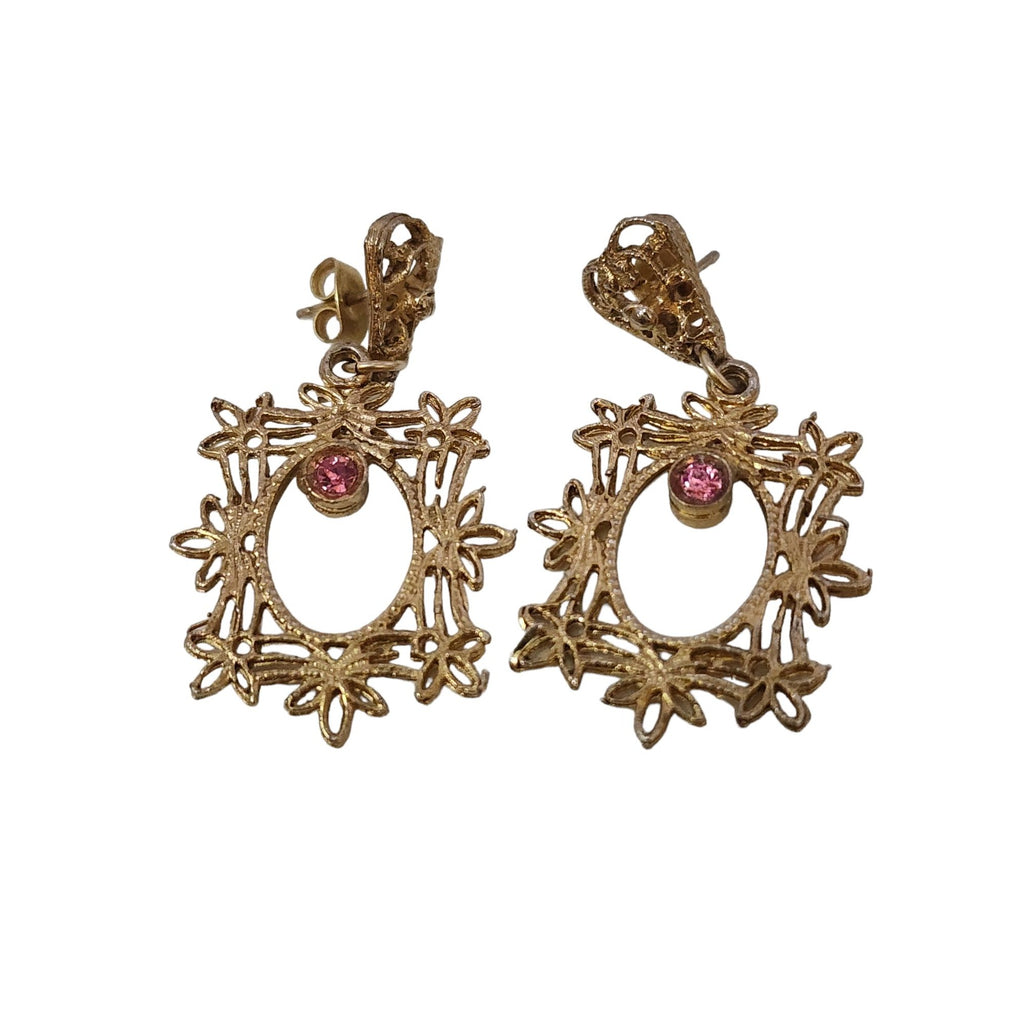 Vintage Filigree Pierced Earrings, As Is (A6342)