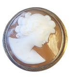 925 Sterling Silver Shell Cameo Vintage Brooch Pin Pendant (A5088)