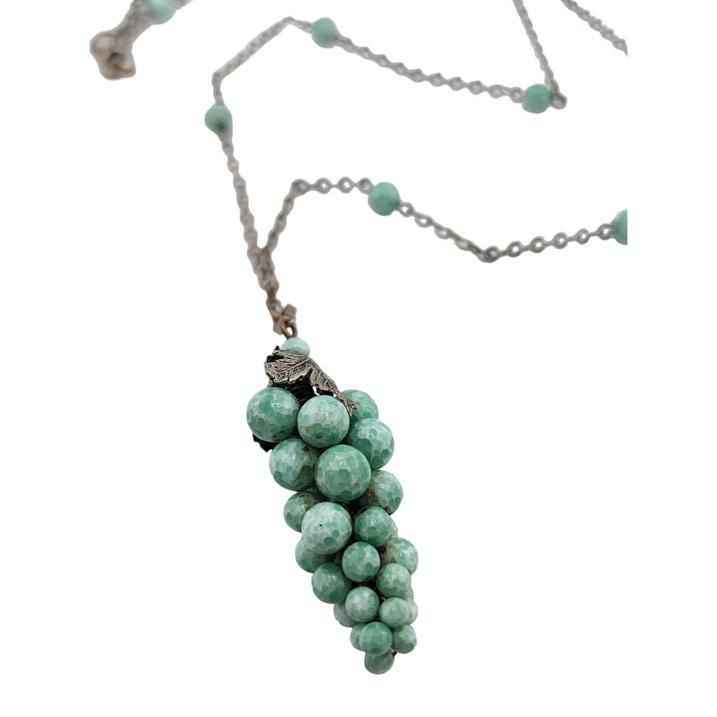 Antique Art Deco Mottled Glass Grape Necklace (A3785)
