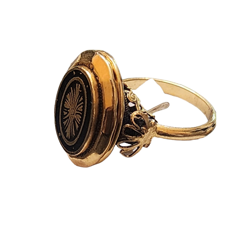 Vintage NOS Adjustable Rare Locket Victorian Revival Ring (A3709)