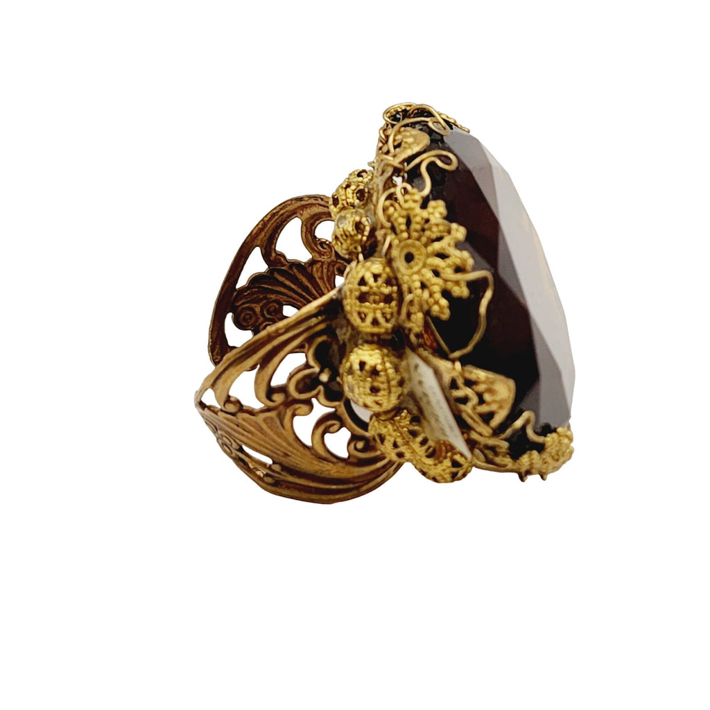 Vintage Signed Holman Huge Glass Ring (A527)