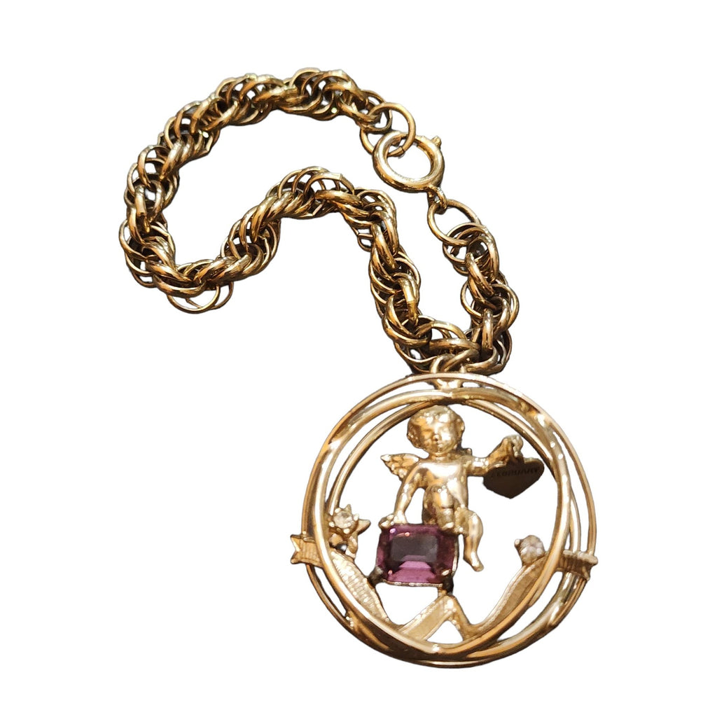 Vintage Signed Coro Feb Zodiac Charm Bracelet (A2338)