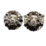 Vintage 80s Lion Embellished Clip Earrings (A572)