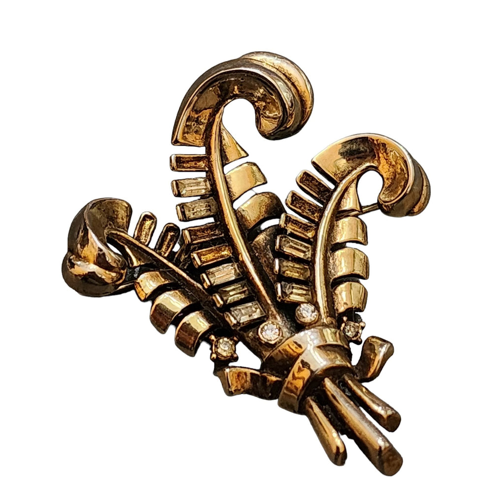 Vintage Signed Trifari Feather Plumb Brooch (A2294)