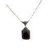 Vintage Sterling and Onyx Art Deco Pendant Necklace (A4041)