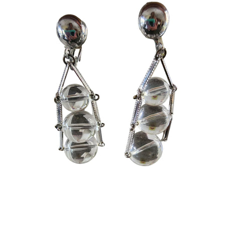 Vintage Sterling & Glass Molded Art Deco Pendant Necklace (A4425)