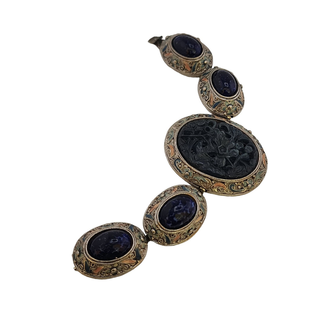 Vintage Chinese Export Cloisonne Stone And Acrylic Bracelet (A3560)
