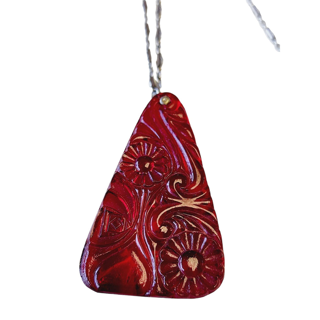 Antique Art Deco Pressed Glass Pendant (A2239)