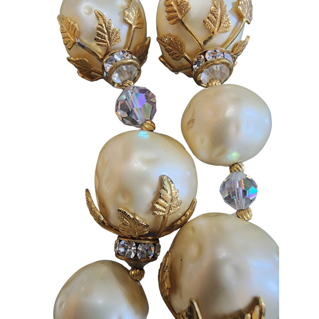 Fabulous Dimpled Creamy Ivory Faux Pearl Double Strand Necklace (A1943)