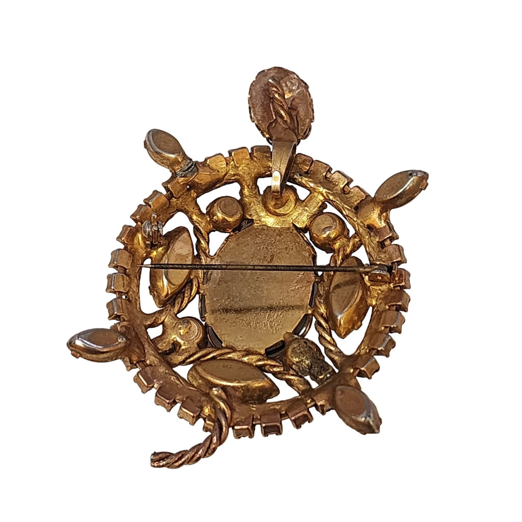 Vintage Glass Huge Turtle Brooch Pendant Attributed To Caviness (A3593)