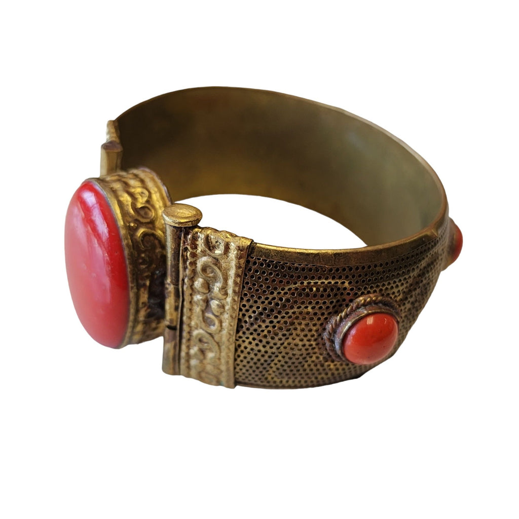 Vintage Stone And Brass Tribal Bracelet (A2223)