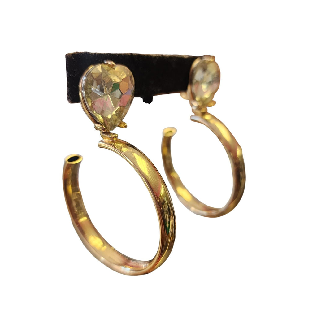 Vintage 80s Heart Hoop Clip On Earrings (A5716)