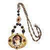 Antique Czech Painted Porcelain Portrait Necklace (A5727)