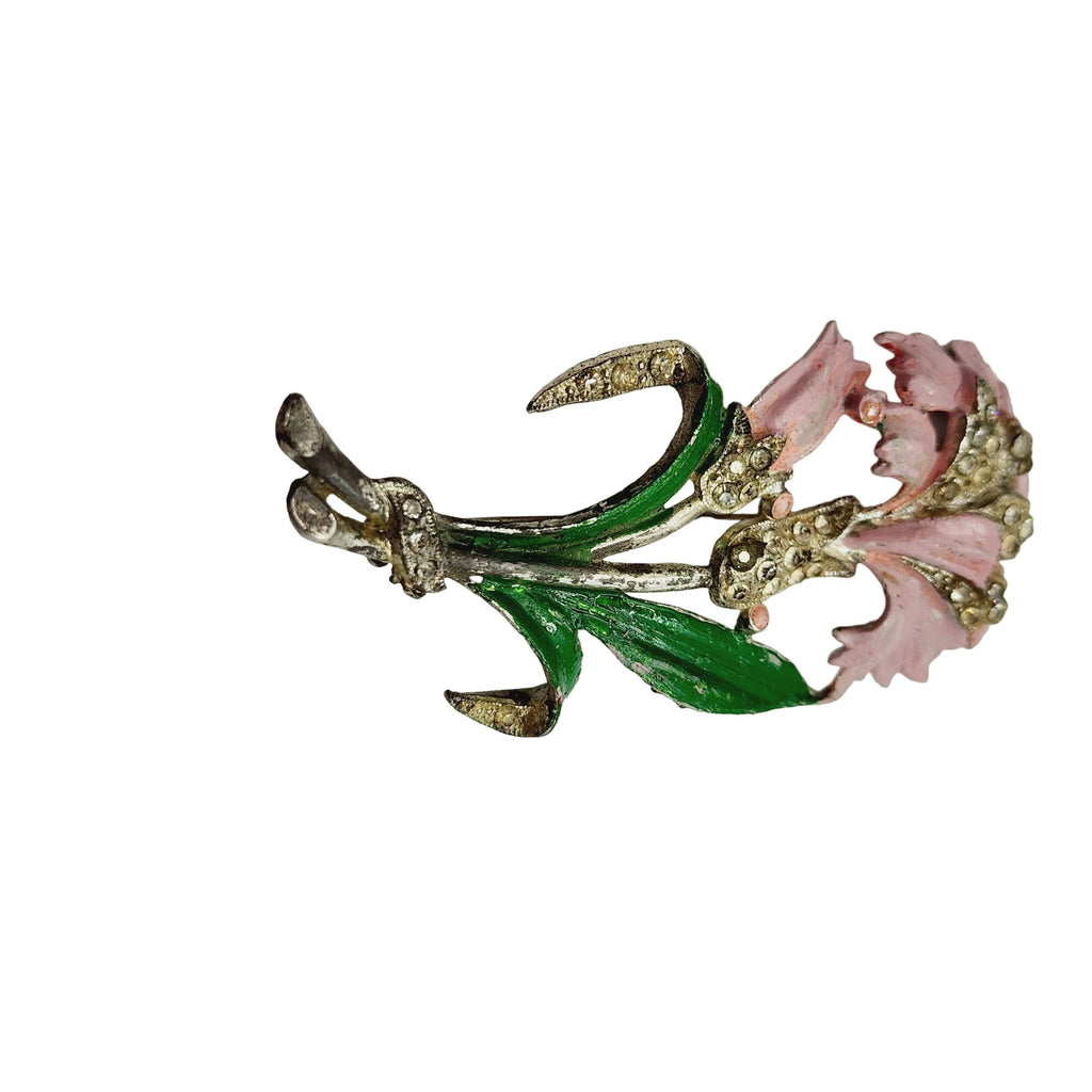 Vintage Enamel & Pot Metal Flower Brooch (A498)