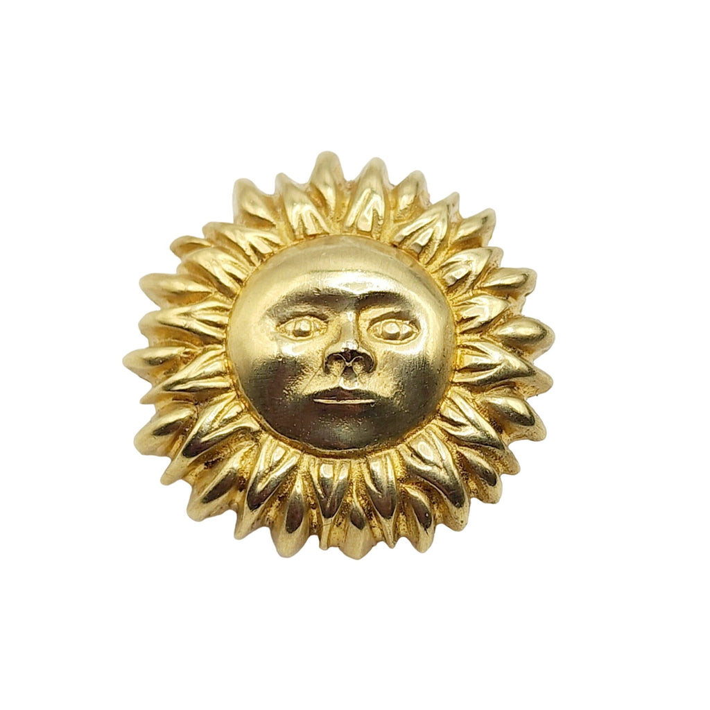 Vintage Stamped 18K Sun Brooch Pin (A5032)