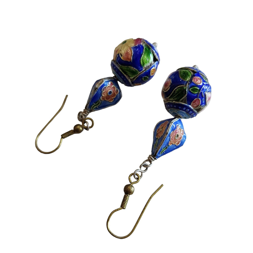 Vintage Cloisonne Beaded Pierced Earrings (A2027)