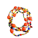 Vintage Glass & Crystal Loopover Multicolored Beaded Necklace (A1987)
