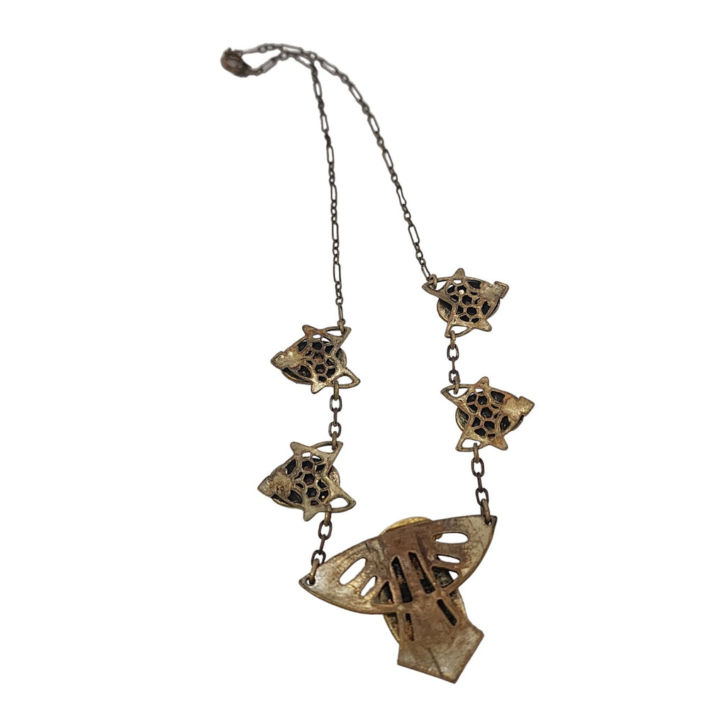 Antique Satin Glass Art Nouveau Necklace (A4288)