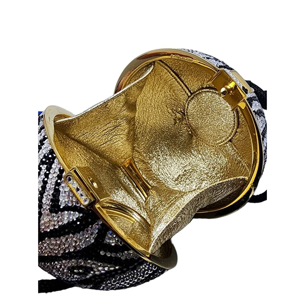 Rare Collector Judith Leiber Zebra Crystal Sphere Minaudiere (A1477)
