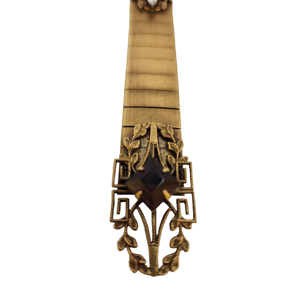 Vintage Victorian Revival Long Brushed Gold Bracelet (A3682)