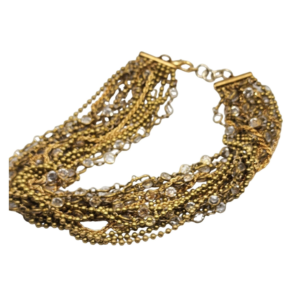 Vintage Faux Crystal & Bead Chain Multi Strand Necklace (A5065)