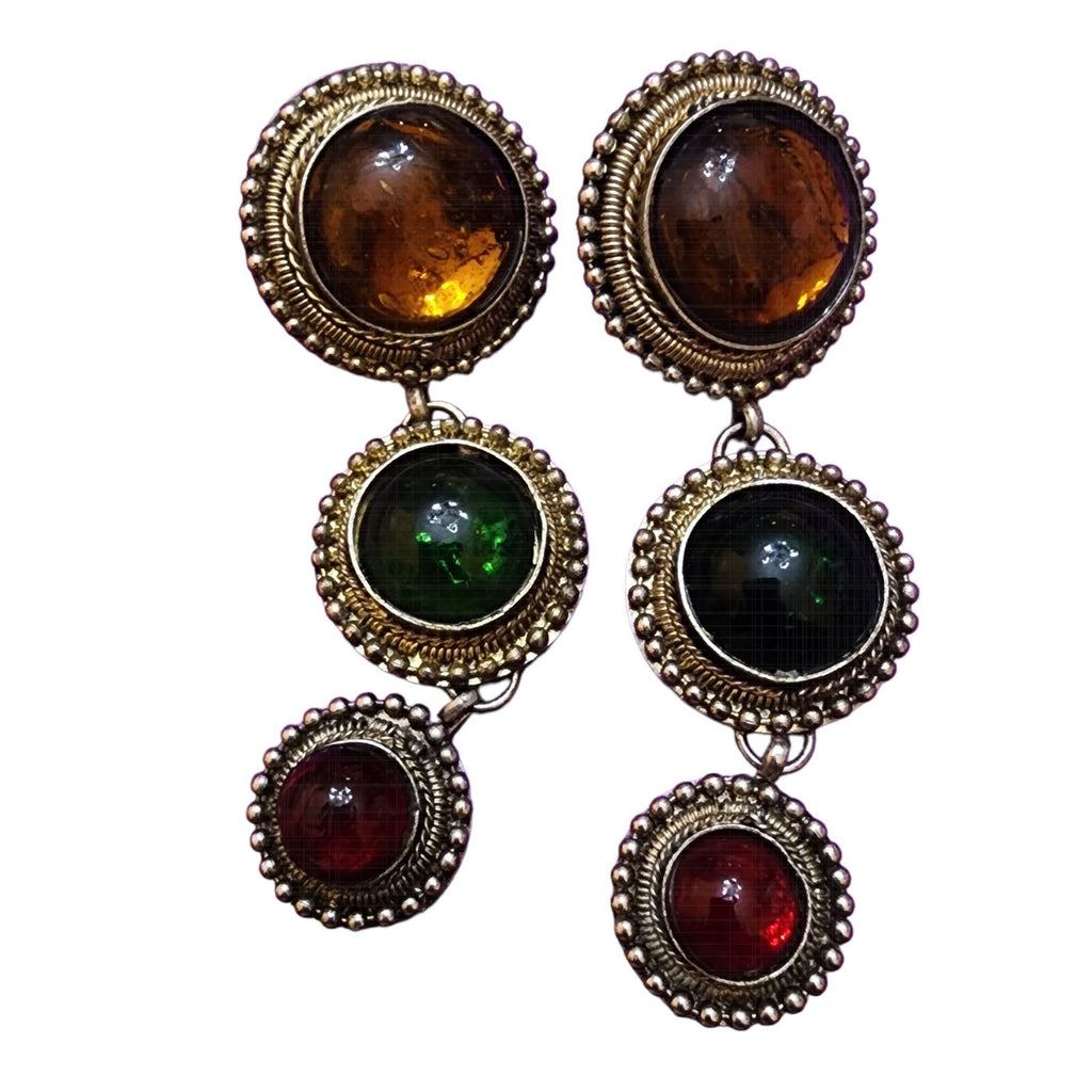 Vintage Two Sisters Glass Earrings on Original Card (A2068)