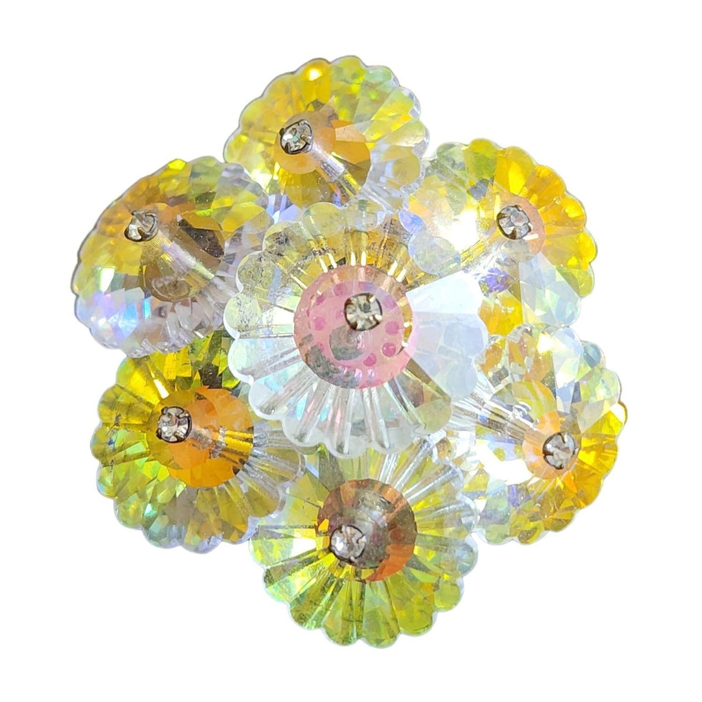Vintage Rivoli Flower Crystal Brooch (A1707)