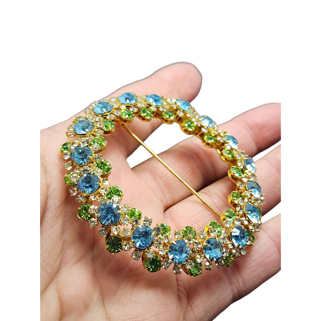 Vintage Stunning Rhinestone Wreath Brooch (A2271)