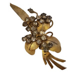 Vintage French Paste & Brass Floral Brooch (A3655)