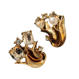 Vintage Signed Trifari Rhinestone Clip Earrings (A2067)
