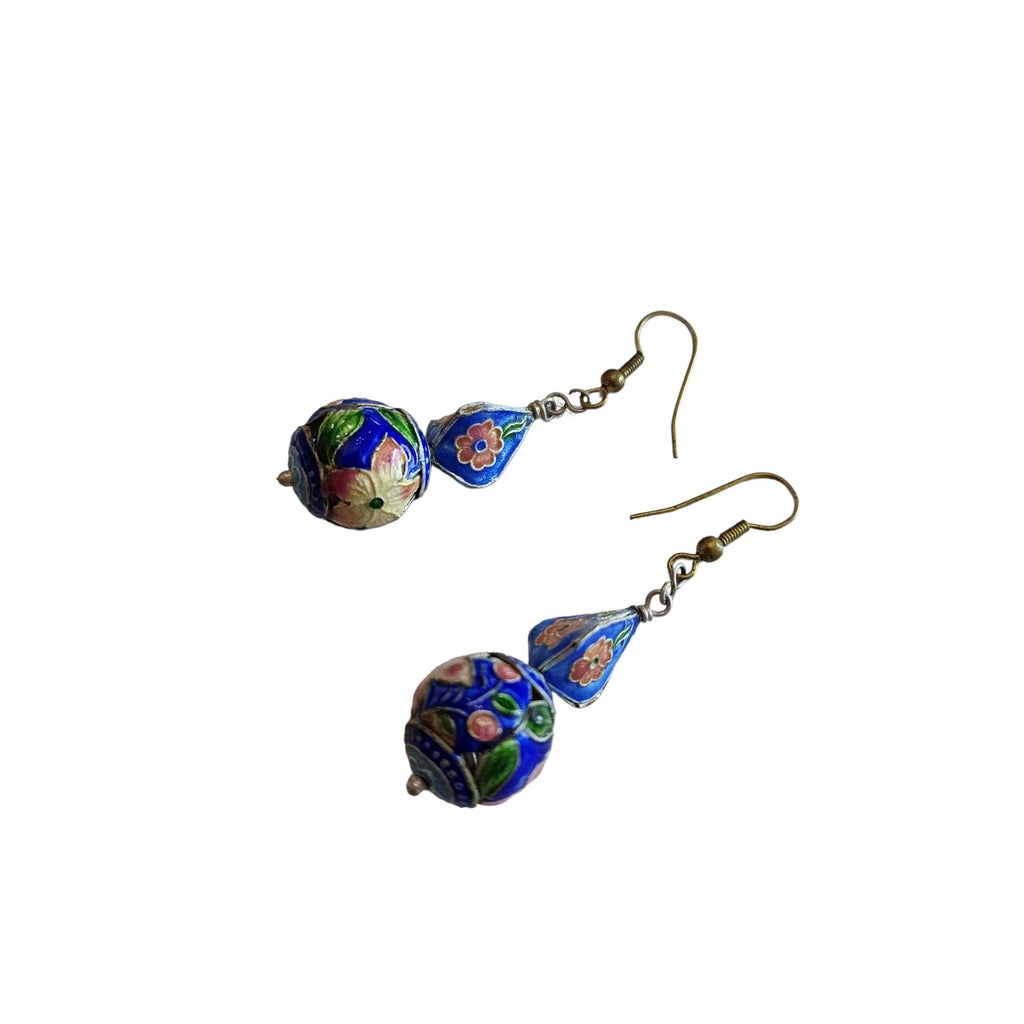 Vintage Cloisonne Beaded Pierced Earrings (A2027)
